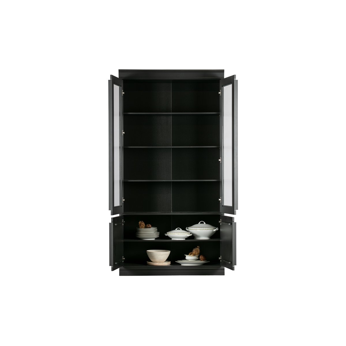 Vitrine en pin et verre ORGANIZE noir mat, WOOOD