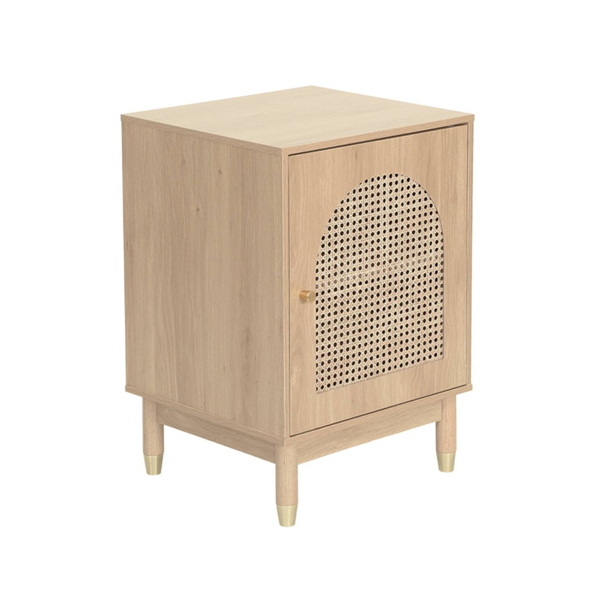 Table de chevet bois et cannage 1 porte JUDITH noyer, SWEEEK