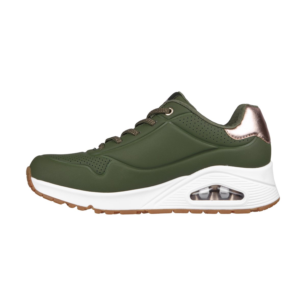 Basket Basse à Lacets Uno Shimmer Away olive, SKECHERS