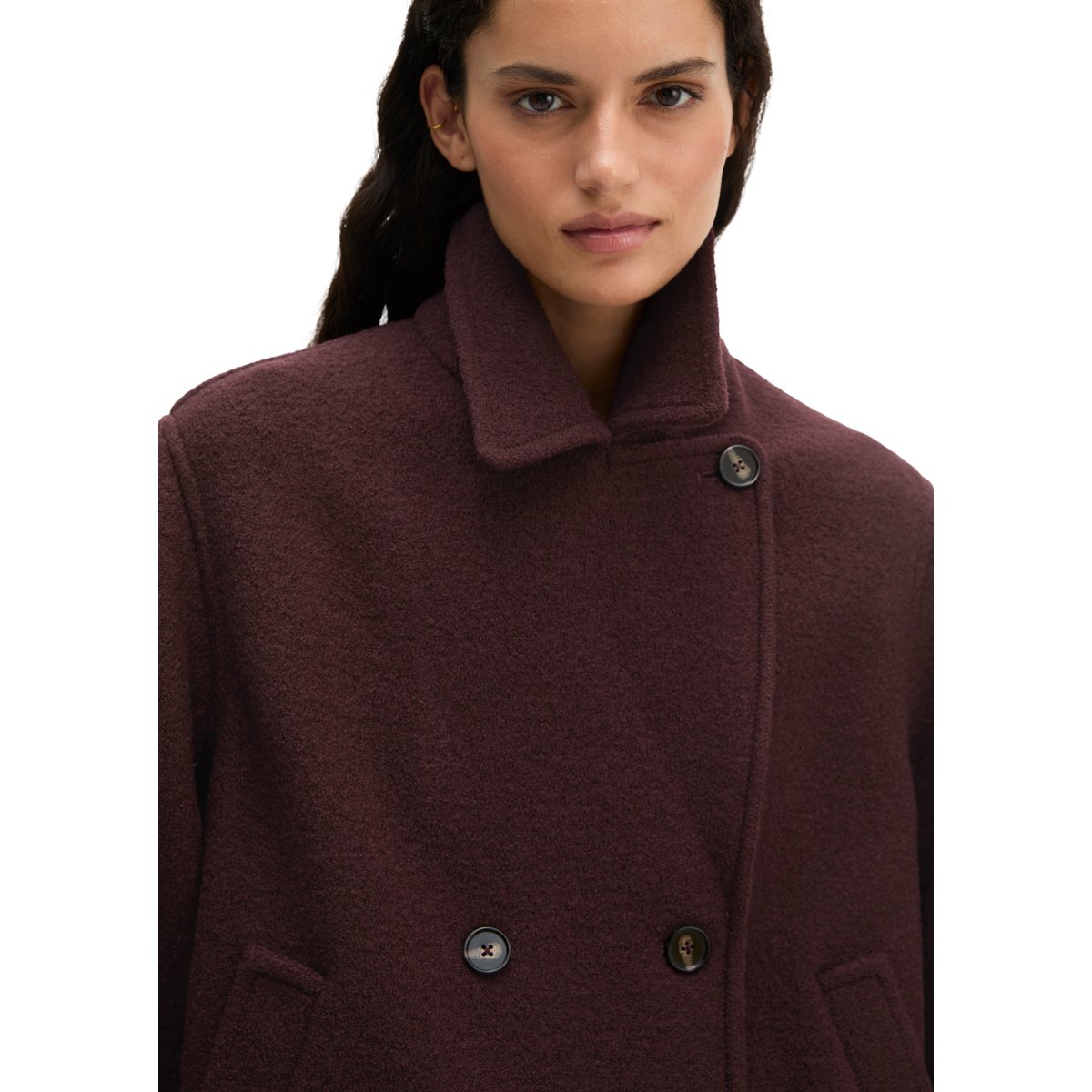 Veste caban coupe classique en laine bouillie italienne rouge, MARC O'POLO