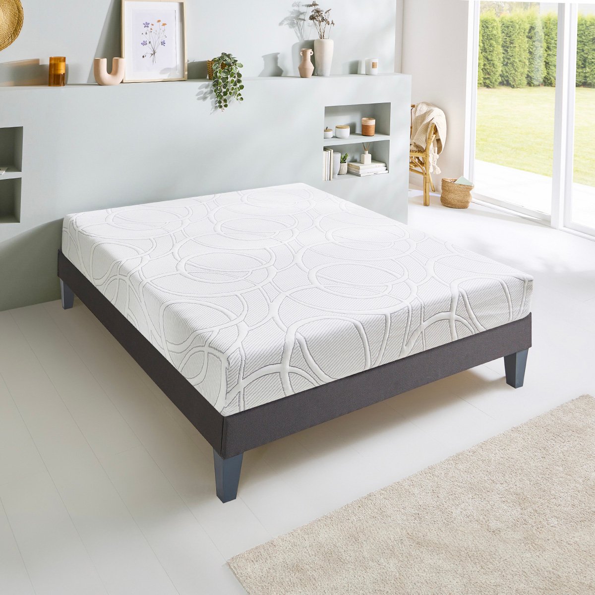 Matelas Mousse Eupraxie 120x190 cm Accueil Mémoire de forme blanc, OLYMPE LITERIE