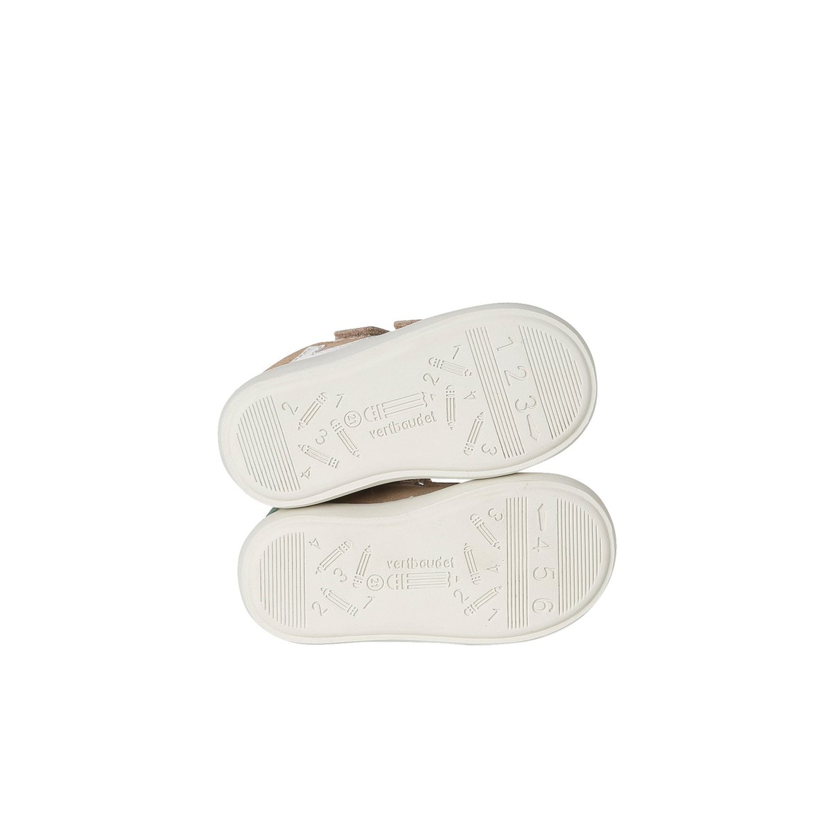 Chaussures cuir à scratchs sable, VERTBAUDET