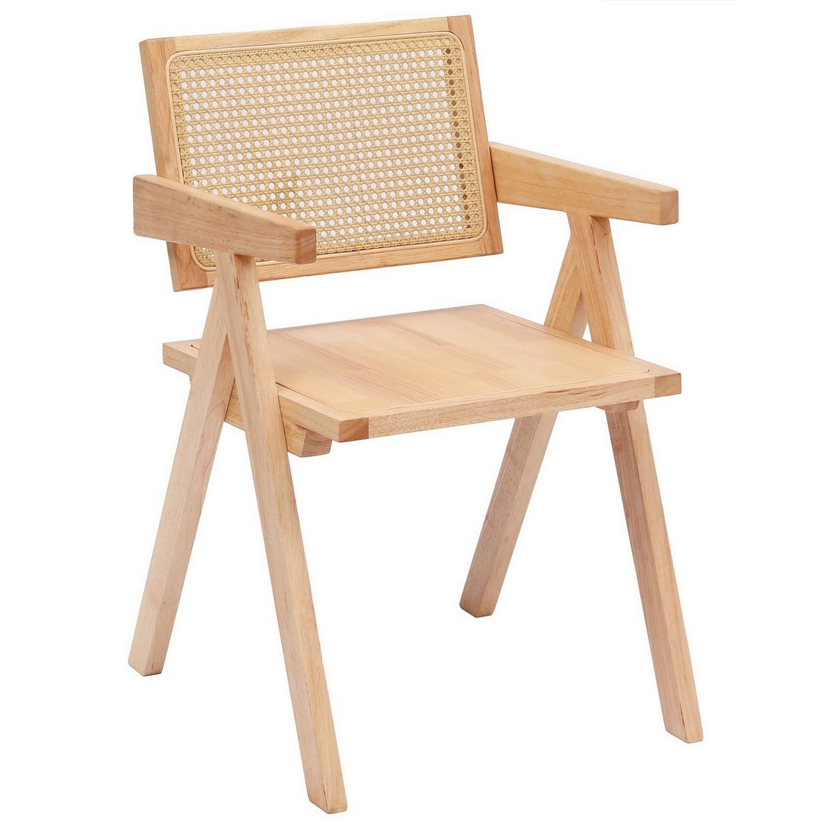 Fauteuil de table, bois et cannage, MADEIRA bois naturel, NORDLYS