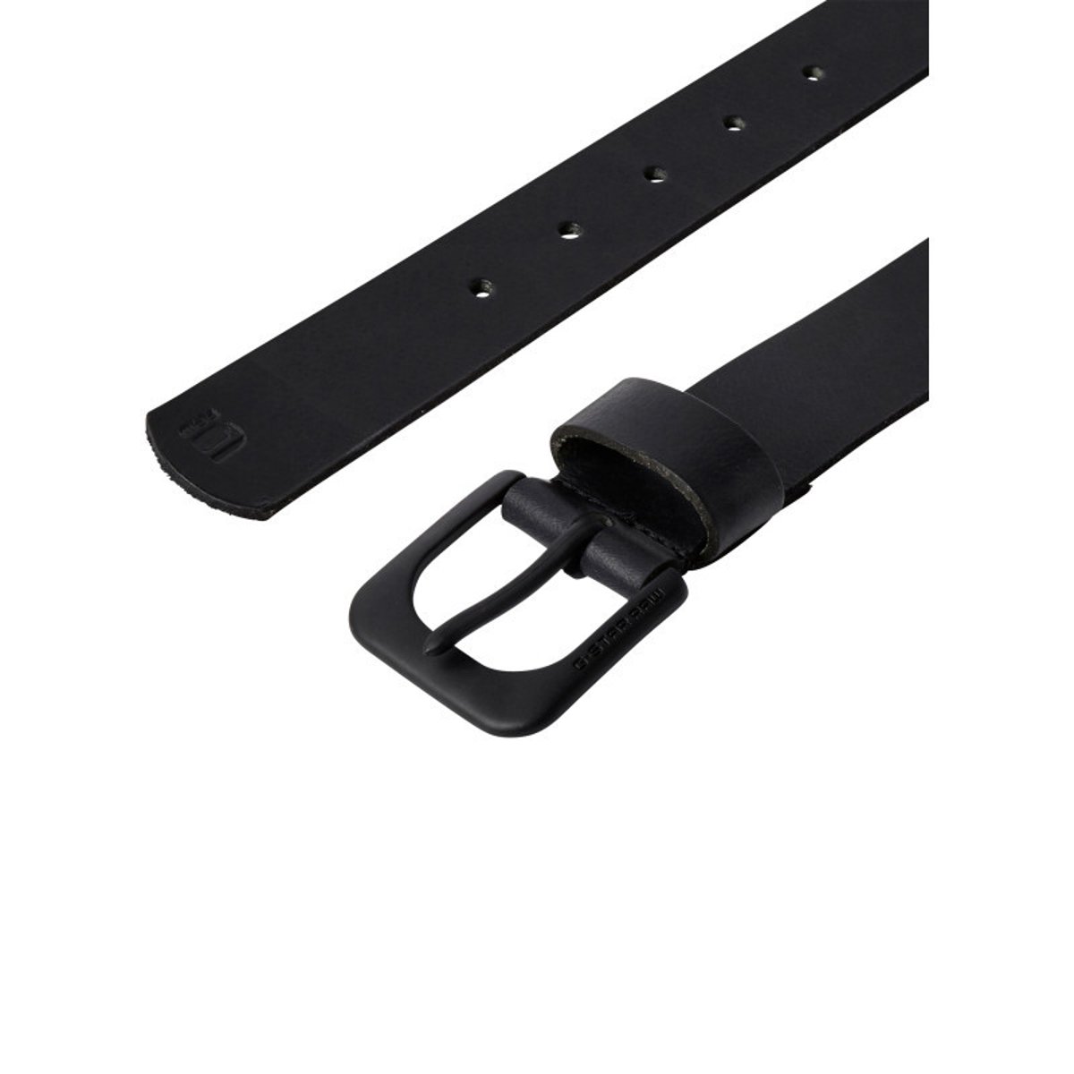 Ceinture en cuir lisse noire unie avec une boucle métallique mat noire, G-Star RAW