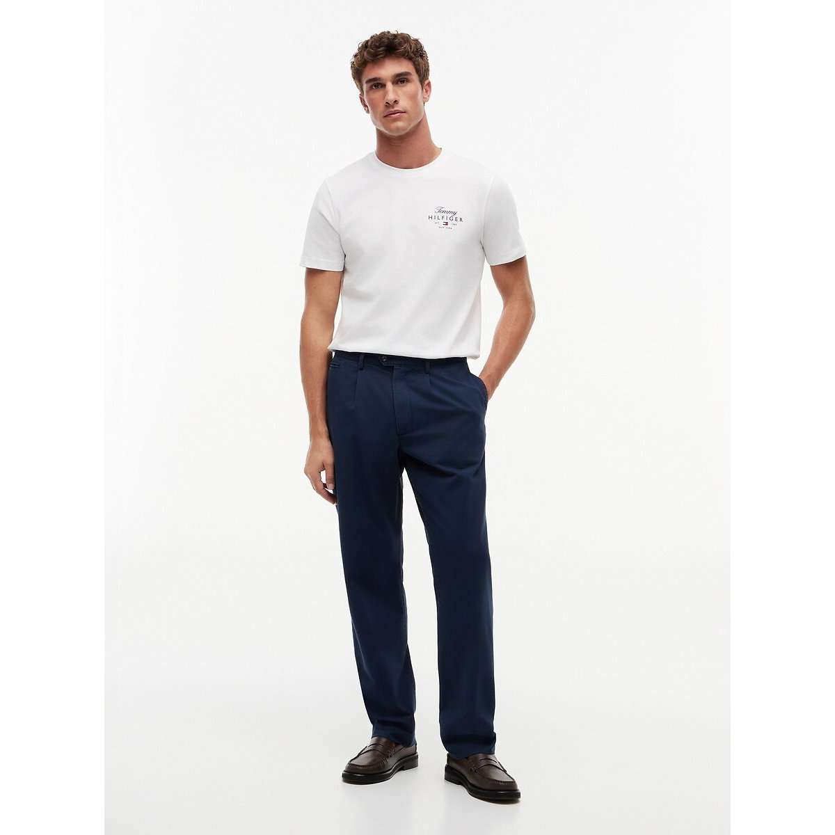 T-shirt regular de mangas curtas branco, TOMMY HILFIGER