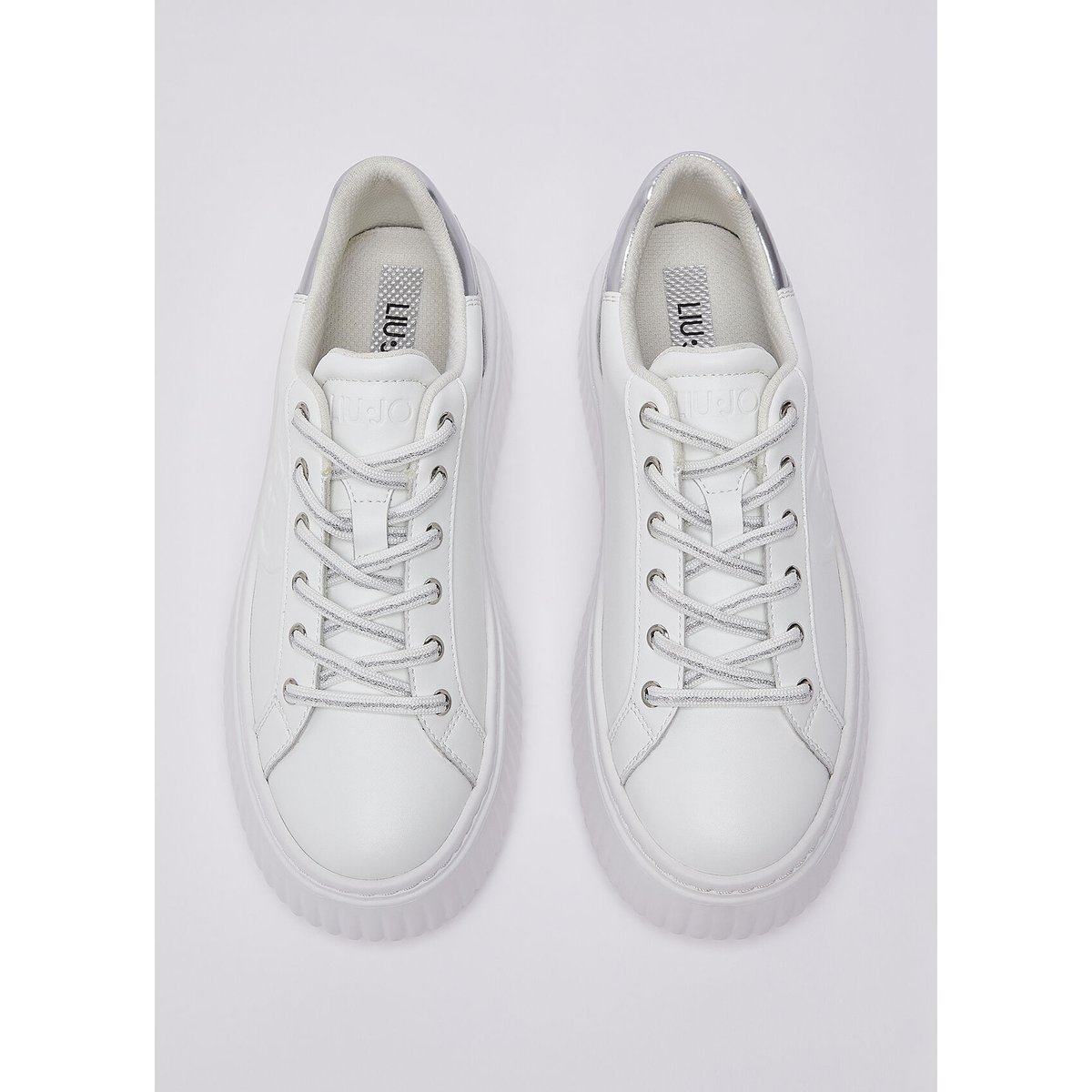 Baskets à plateforme en cuir blanc, LIU JO