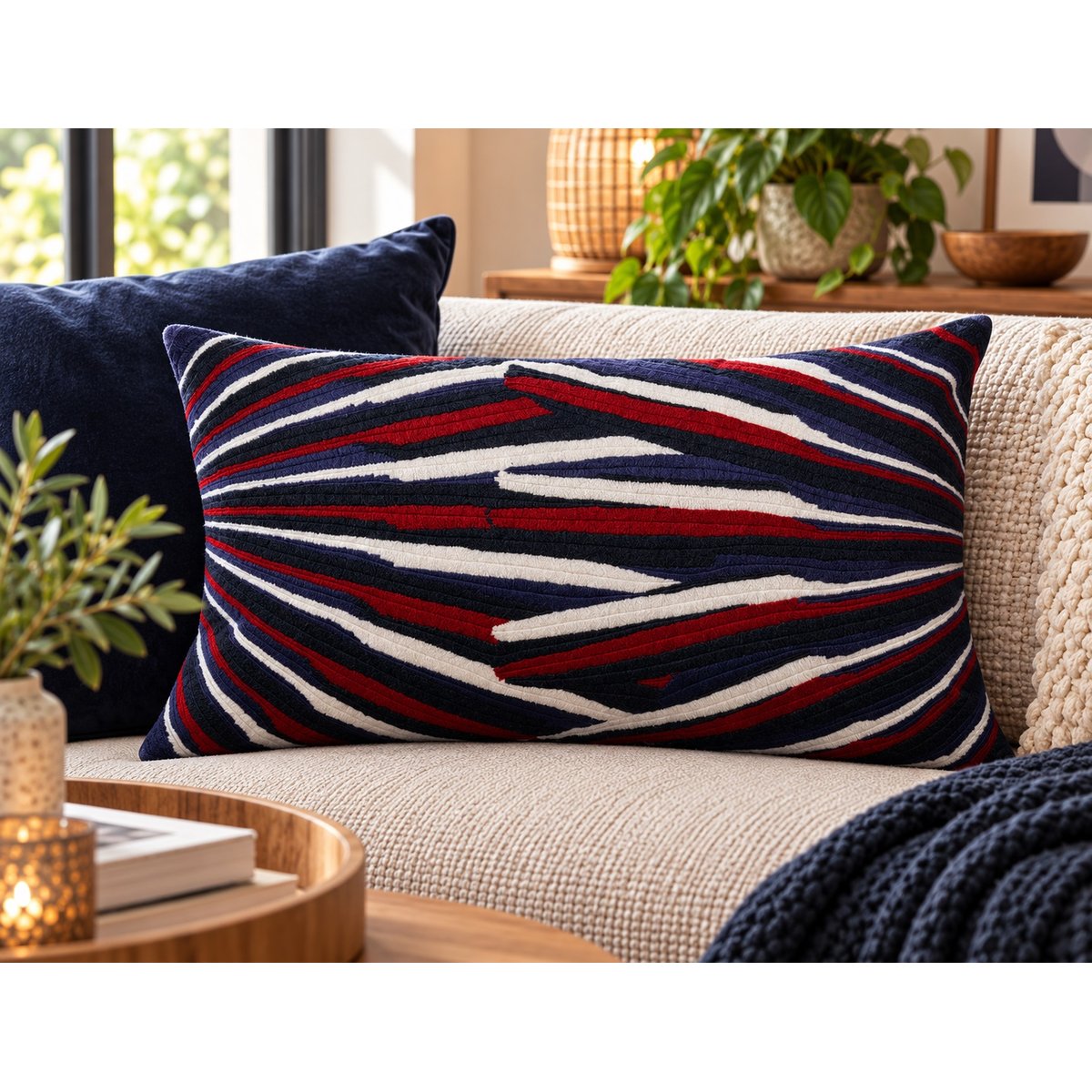 Coussin brodé Caresse Subtile rubis, EDEN