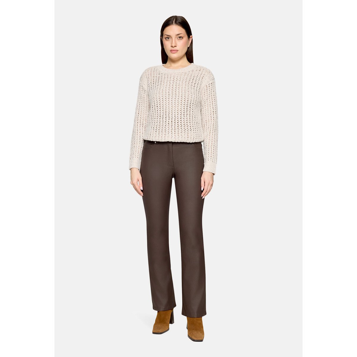 Pull-over en grosse maille à motif ajouré silky beige, BETTY BARCLAY