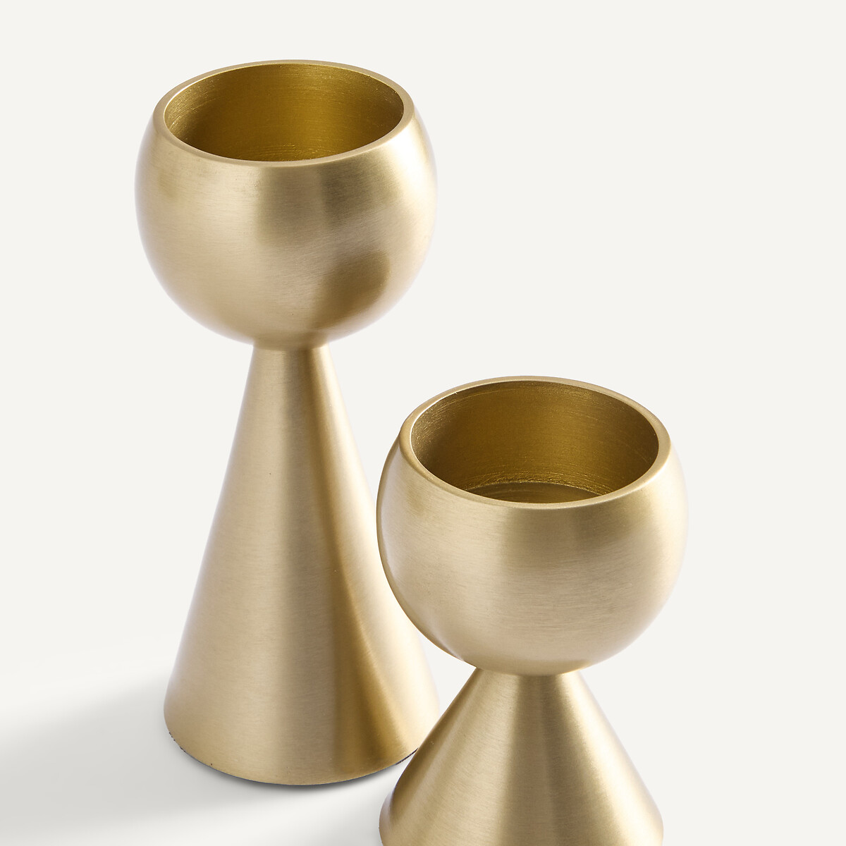 Lote de 2 portavelas de acero inoxidable cepillado, CAESA latón mate, AM.PM