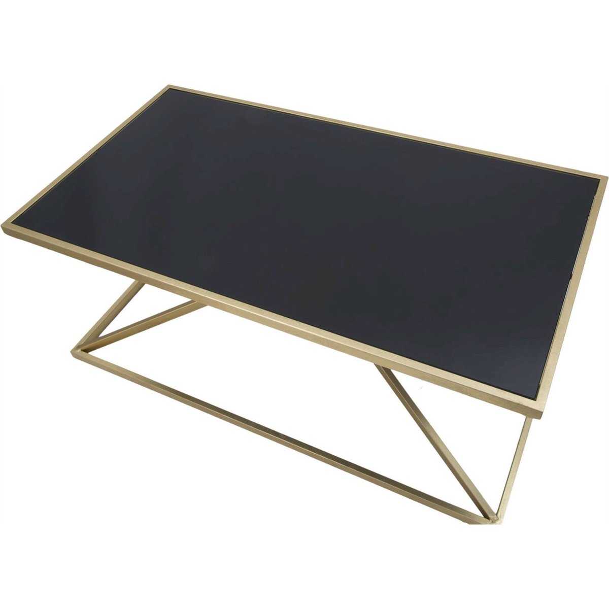 Table basse rectangulaire fer et verre GLAM doré et noir, RECOLLECTION