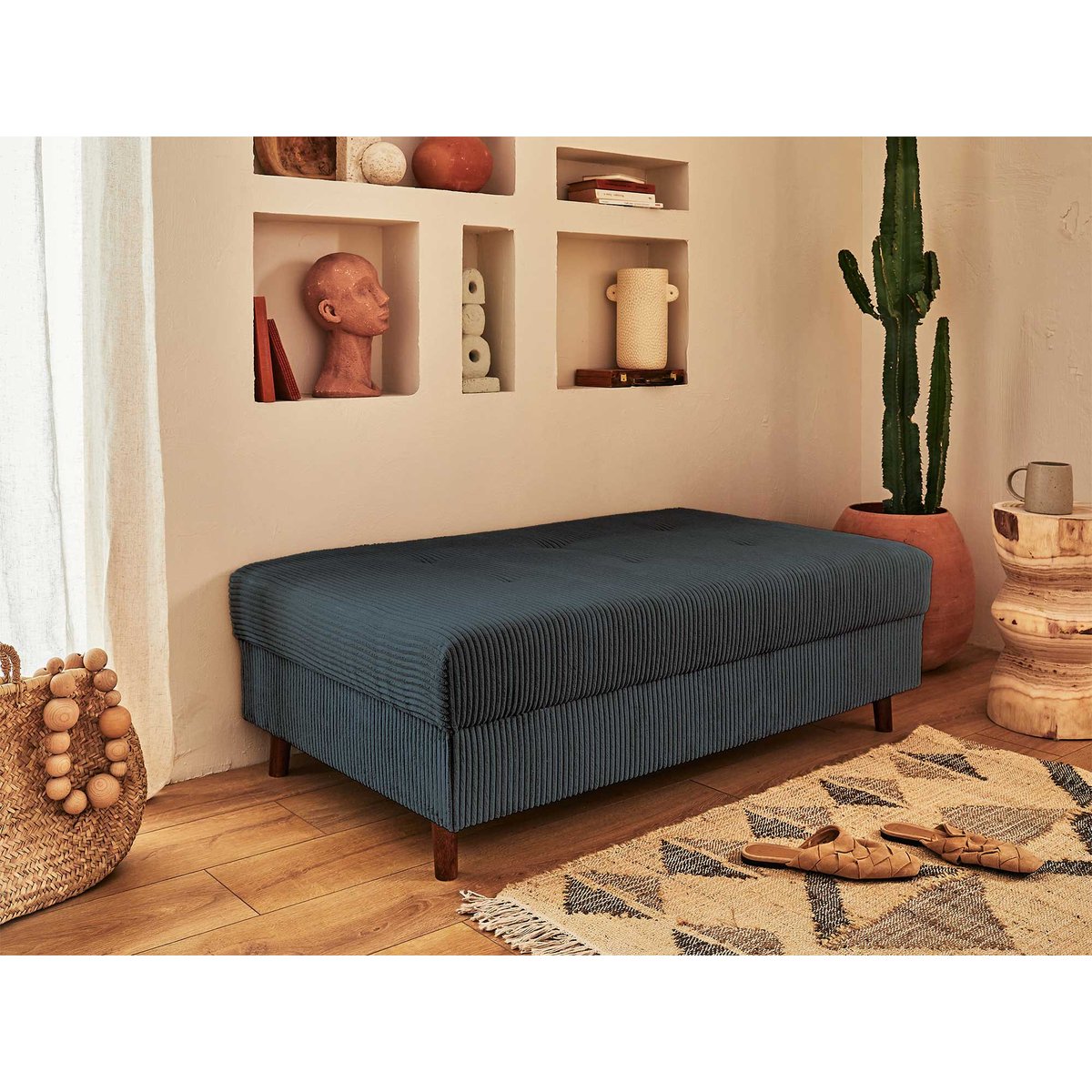 Pouf - RUNE bleu nuit, BEST MOBILIER
