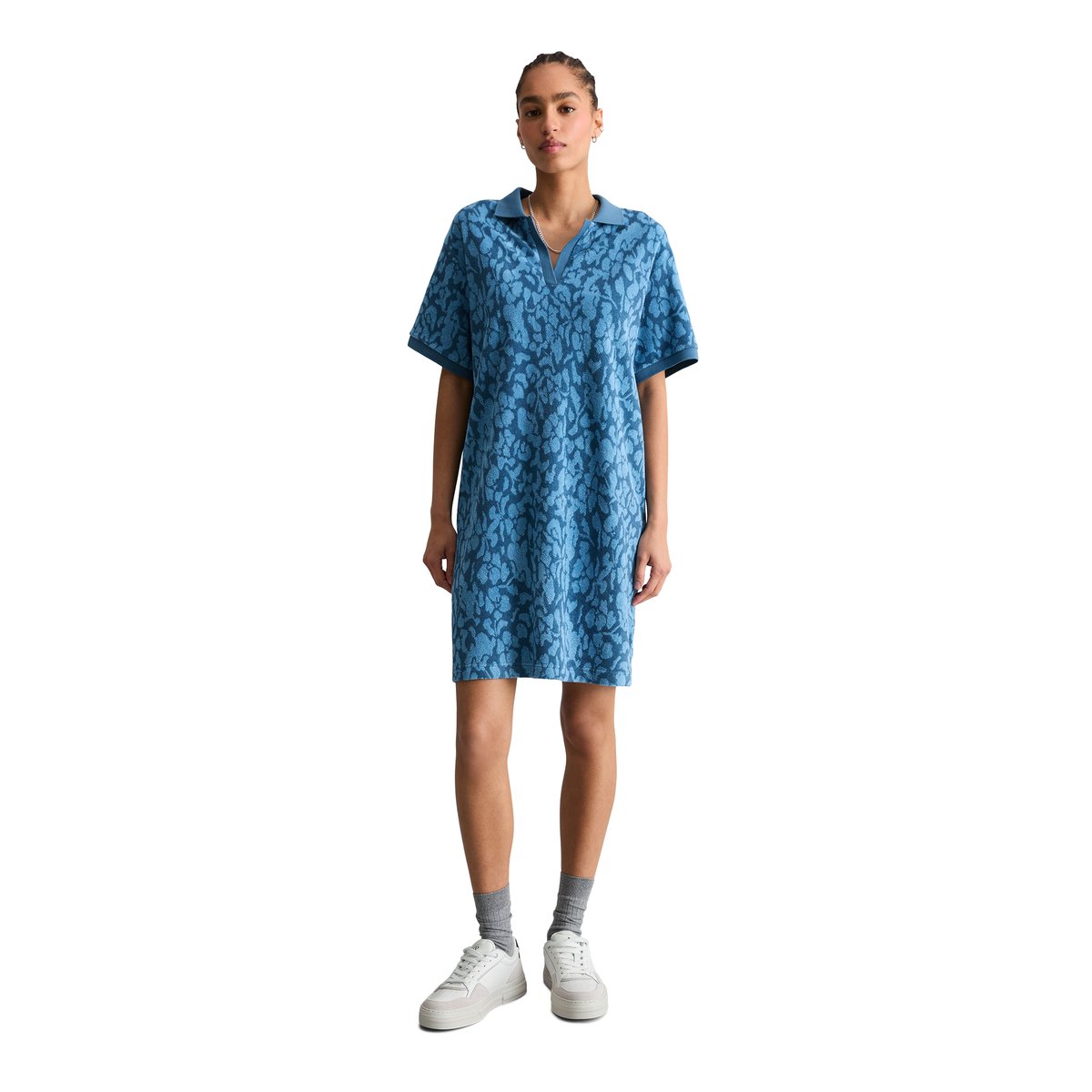 Robe en éponge regular en coton organique bleu, MARC O’POLO DENIM