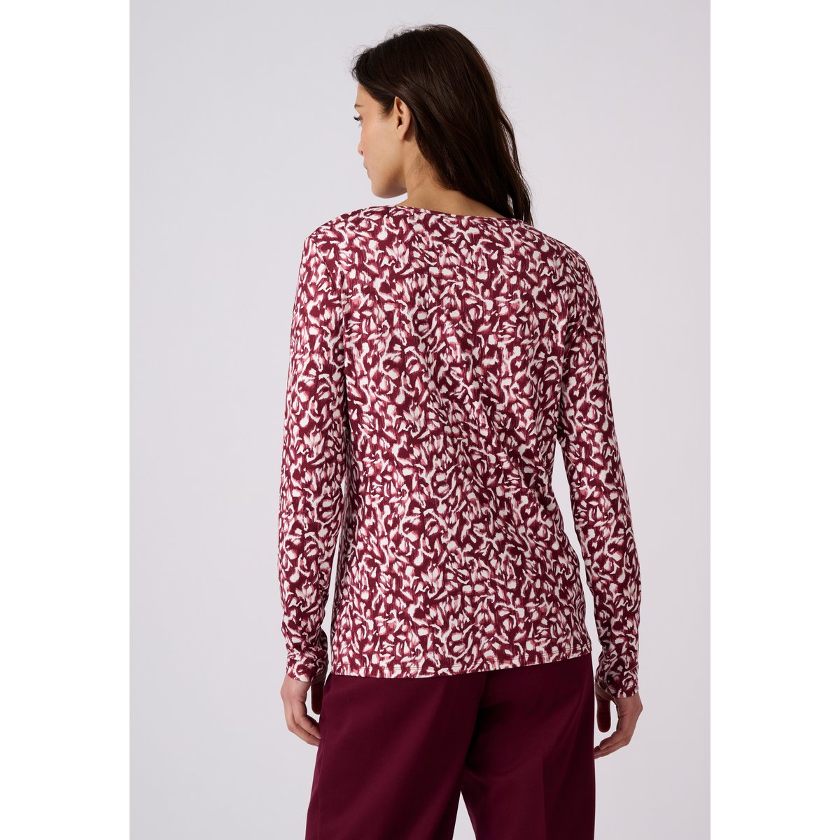 T-shirt en maille chaude toucher peau de pêche rouge bordeaux imp., DAMART