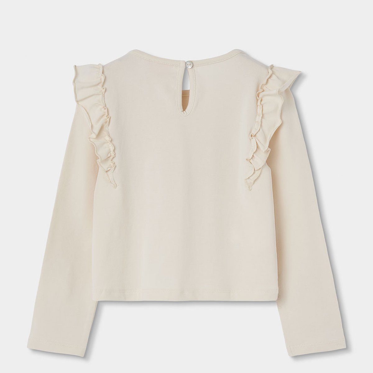 T-shirt fille en maille imprimé noeud beige, BOBOLI
