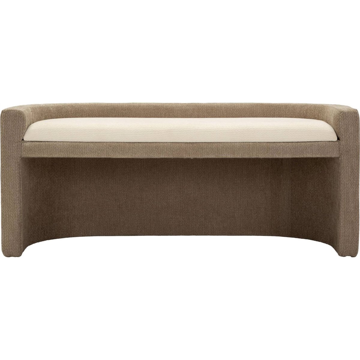 Banc dossier enveloppant en bouclette MODERN marron et beige, RECOLLECTION