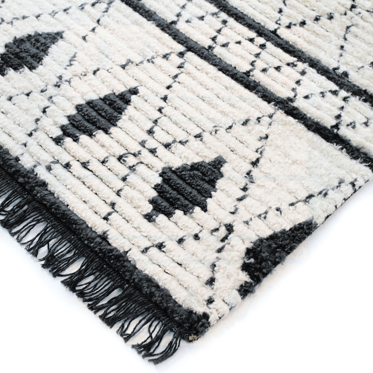 Tapis salon tout doux losanges    STEPPE LOSANGES beige gris foncé, THE DECO FACTORY