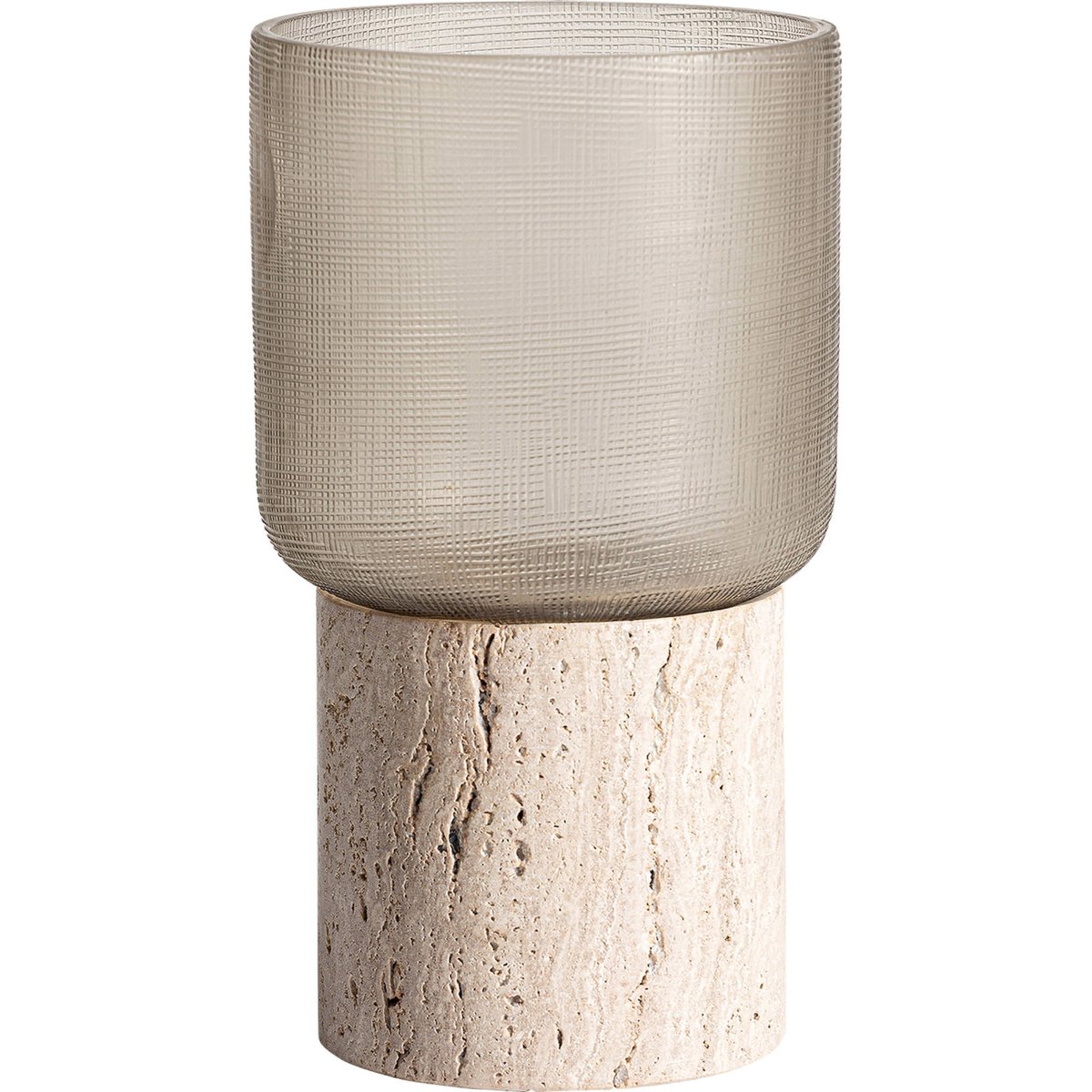 Porte-bougie en marbre collection jasha crème et cristal fumé, RECOLLECTION