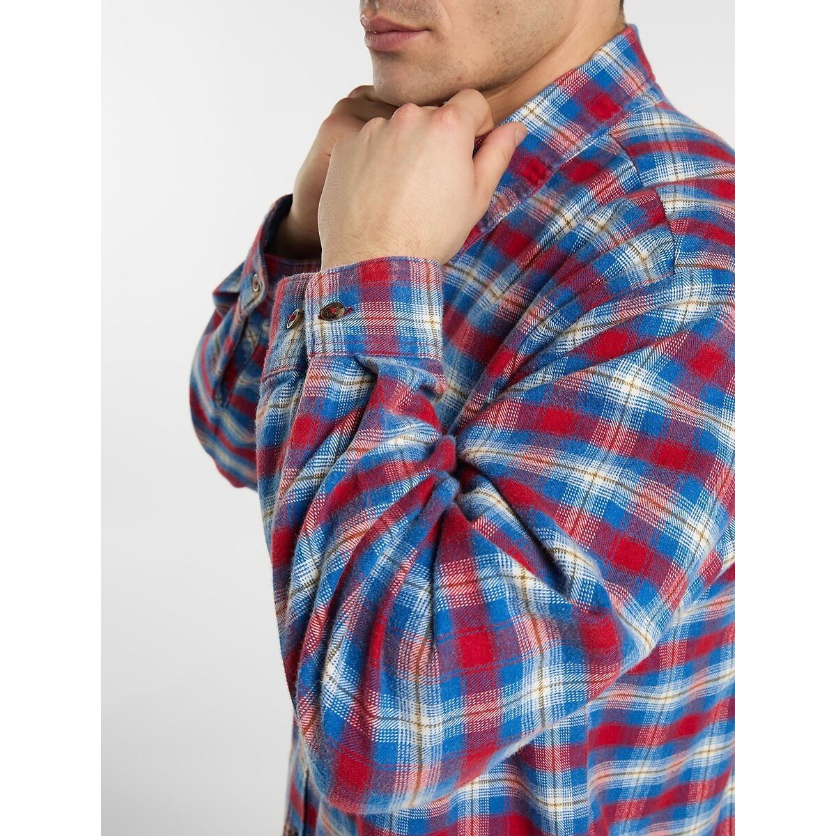 Chemise courte, en flanelle, JEROME rouge/bleu, DICKIES