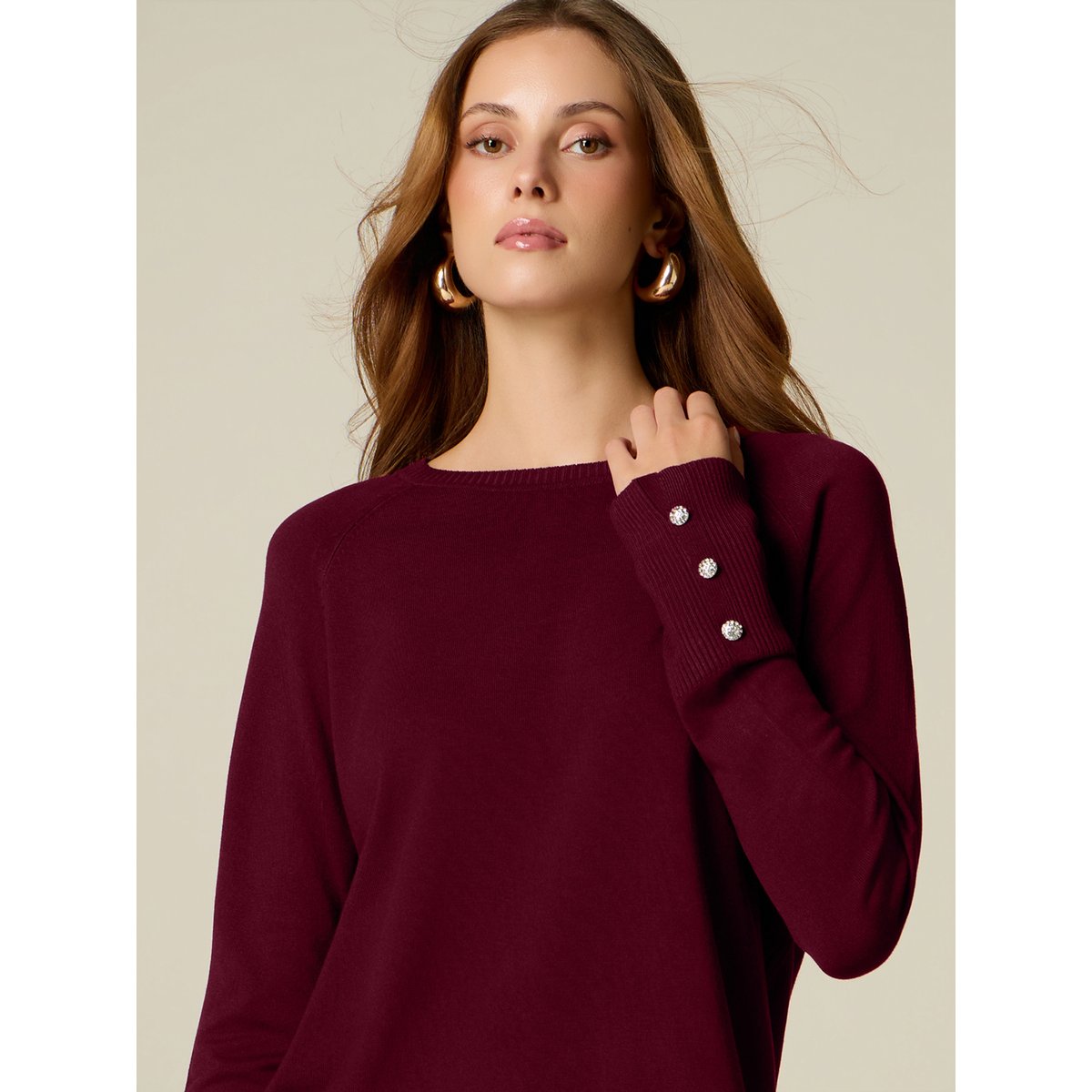 Pull avec détail boutons burgundy, OLTRE