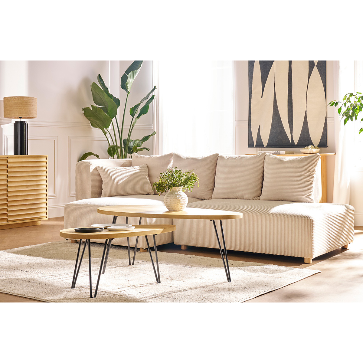 Tables basses gigognes bois foncé manguier massif et métal noir (lot de 2) VIBES couleur unique, MILIBOO