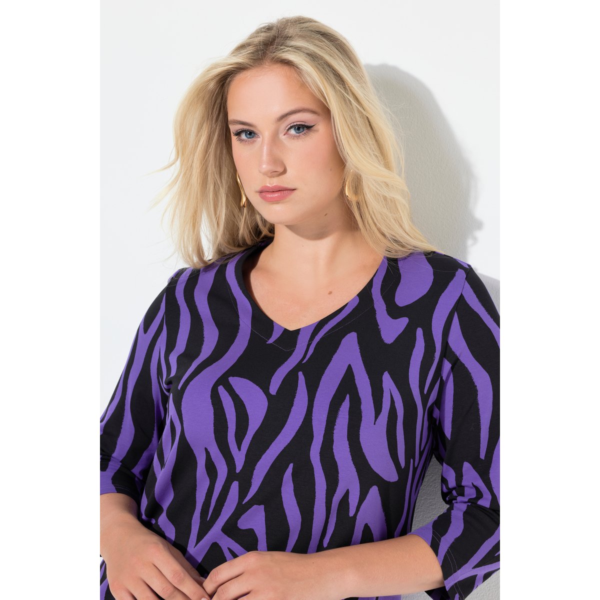 T-shirt motif zébré, coupe évasée violet, ULLA POPKEN