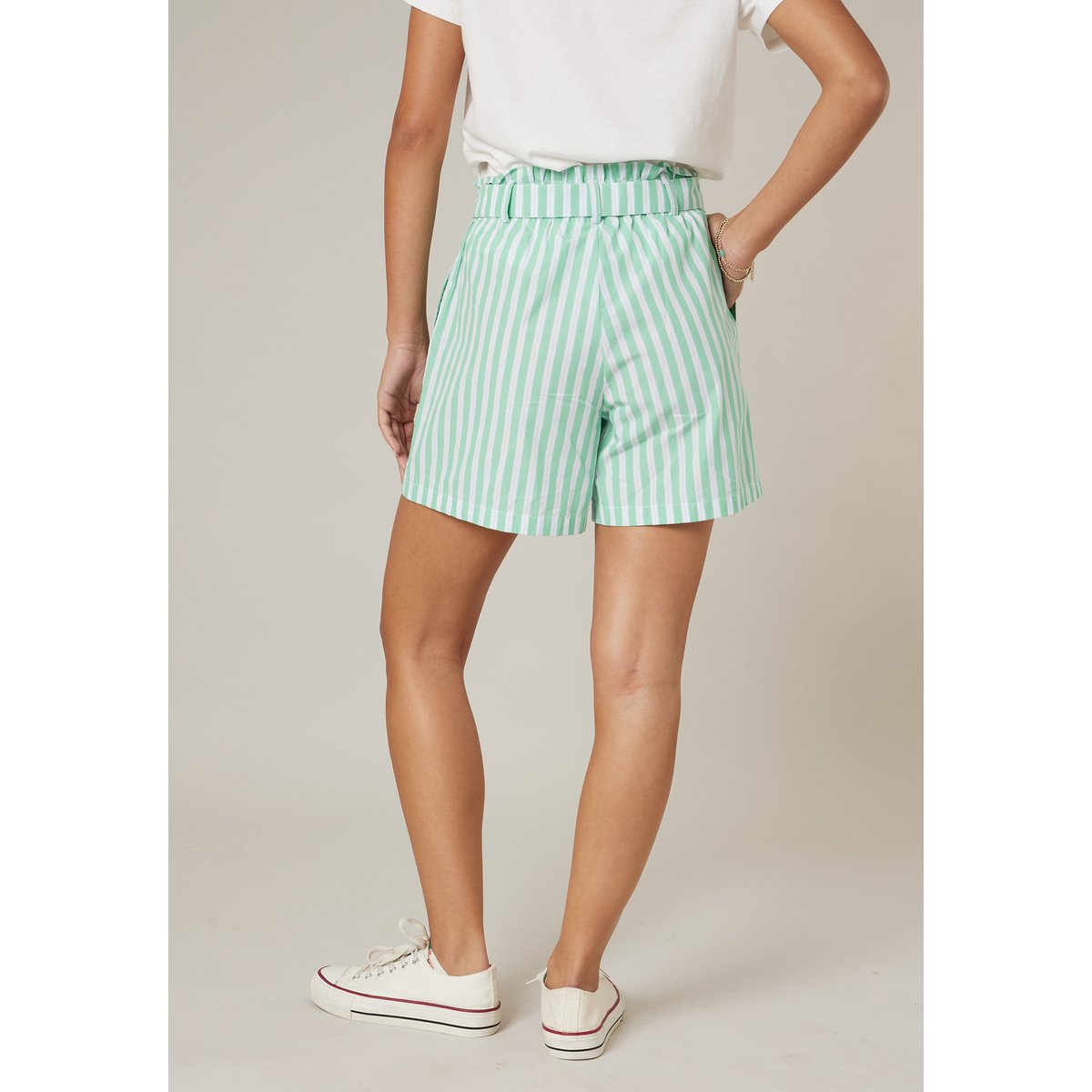 Short ample femme en 100% coton ROSI light green, DEELUXE