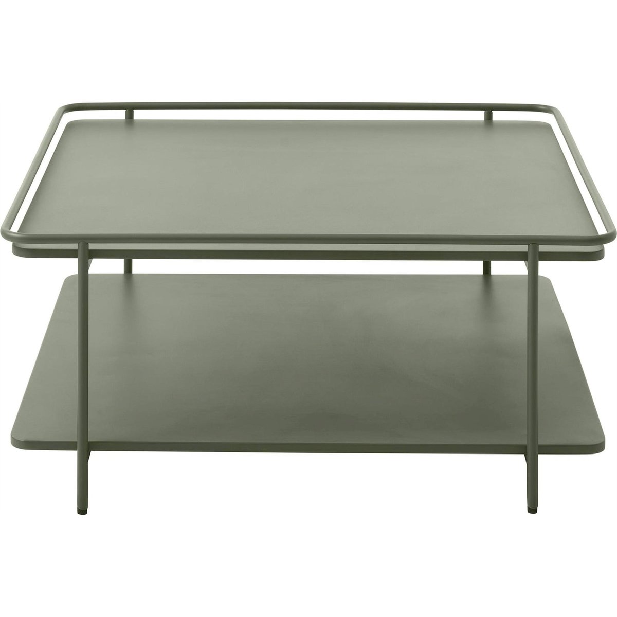 Table basse carrée en métal avec plateau bois foncé, RECOLLECTION