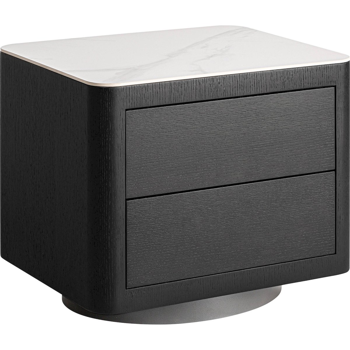 Table de chevet art déco en bois noir, chêne gris et blanc, RECOLLECTION