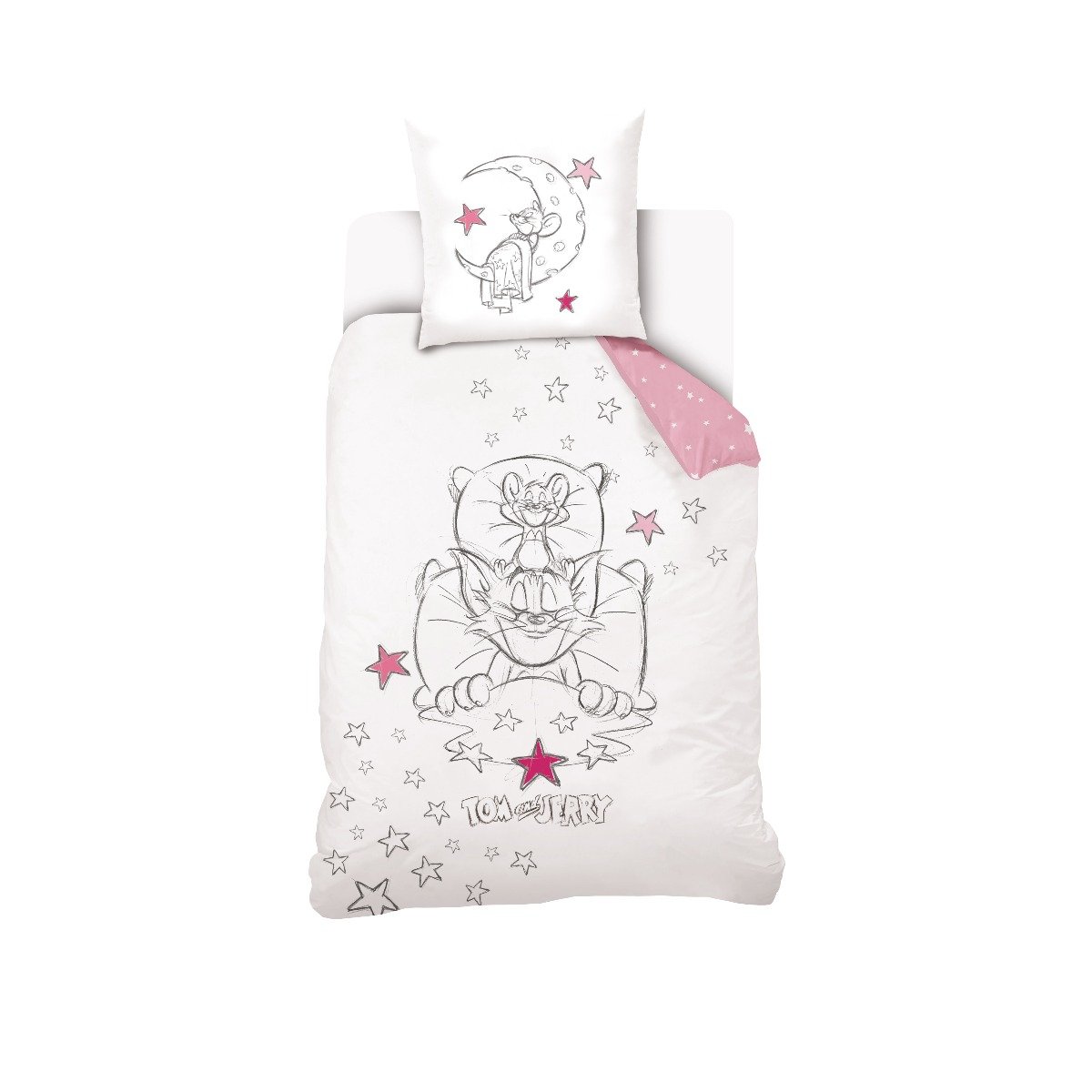 Parure de lit coton Looney Tunes, TOM&JERRY DODO blanc, TOM&JERRY