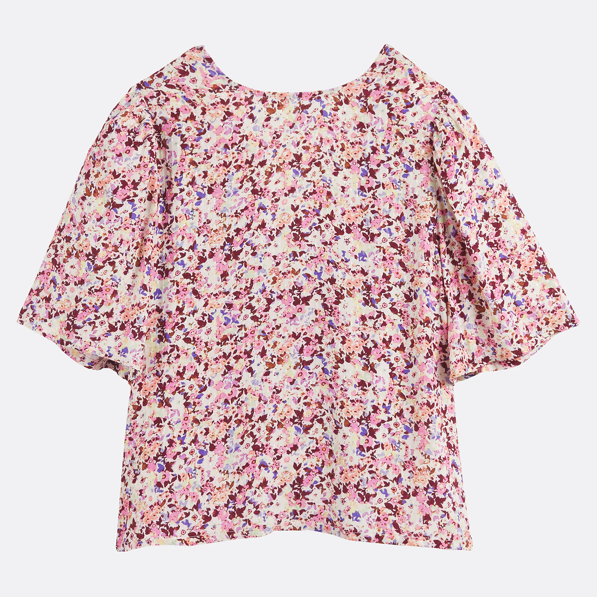 Blouse manches courtes boutonnée dos imprimé floral imprimé fleurs multicolore, LA REDOUTE COLLECTIONS