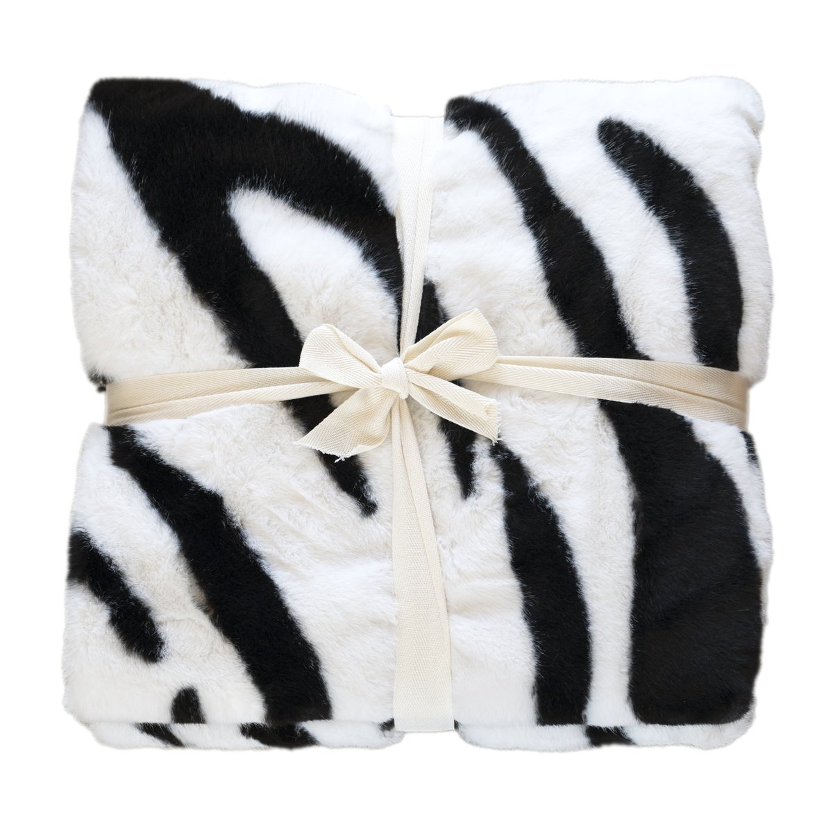 Plaid doux à motif zèbre avec dos en velours - QABANE noir, HOME MAISON