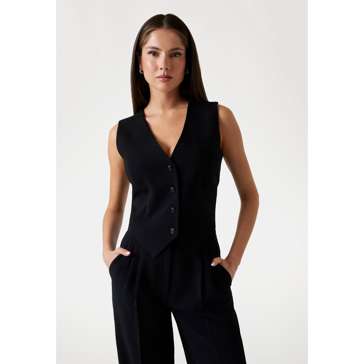 Gilet Ajusté Crépon noir, GUESS