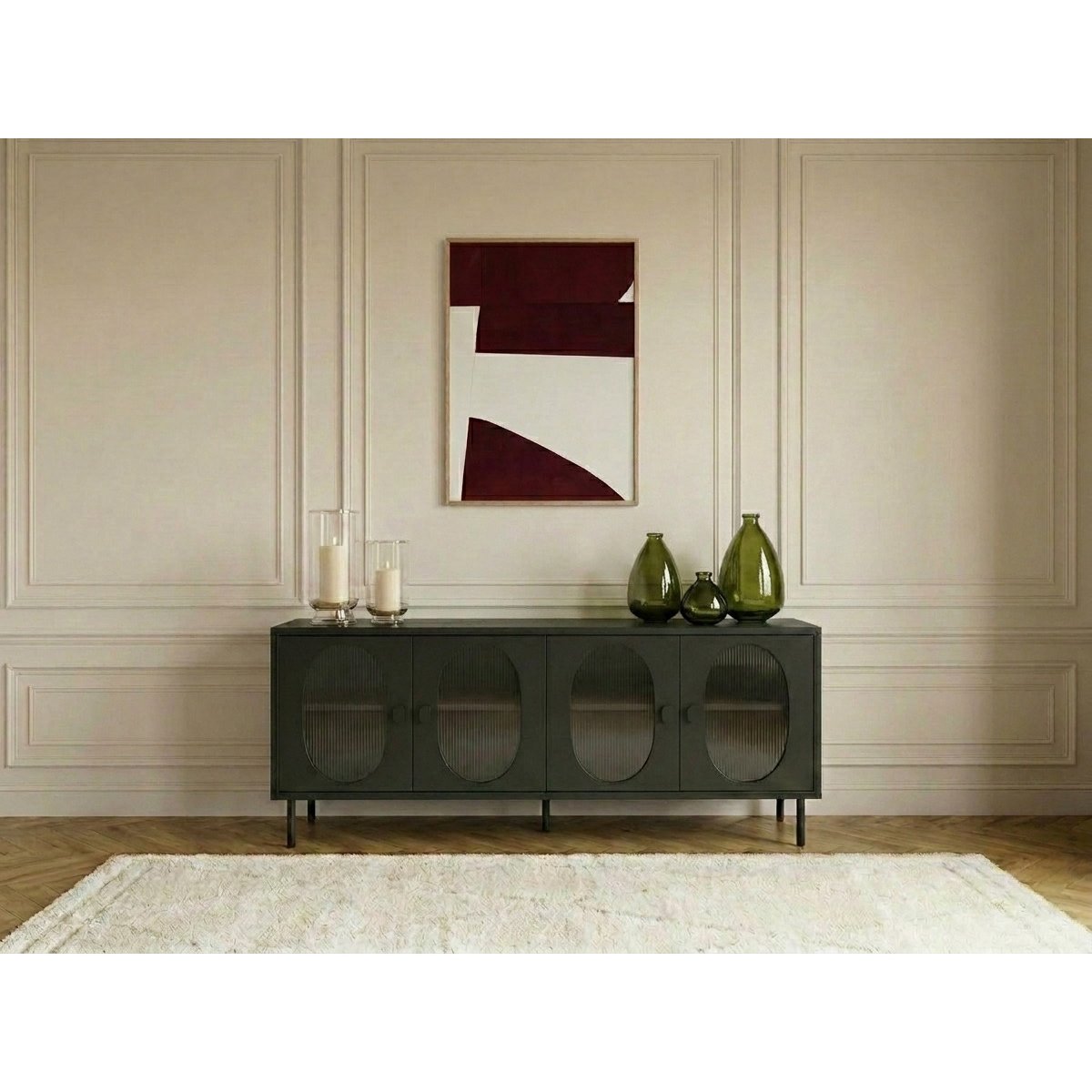 Meuble TV 161 cm panneaux de particules, SOHAN noir, BOBOCHIC