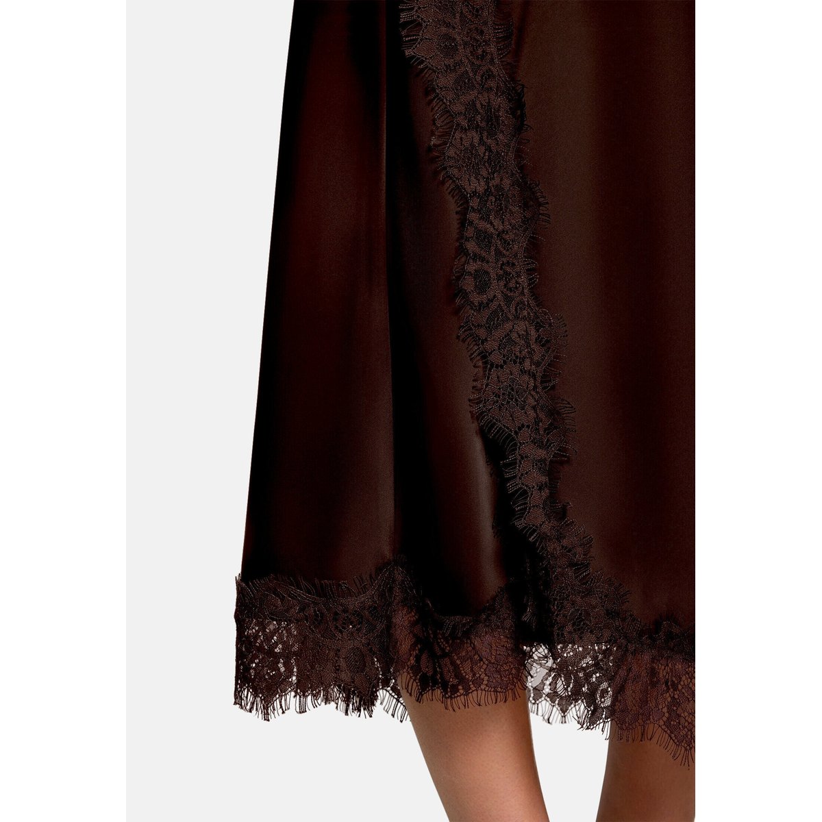 Jupe en satin en dentelle chocolate plum, ZERO