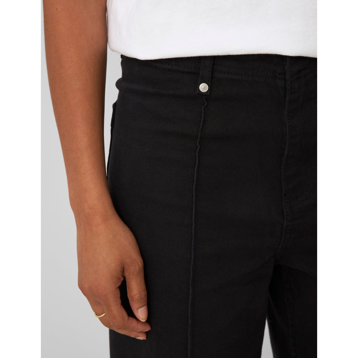 Jean wide leg surpiqures noir, BZB