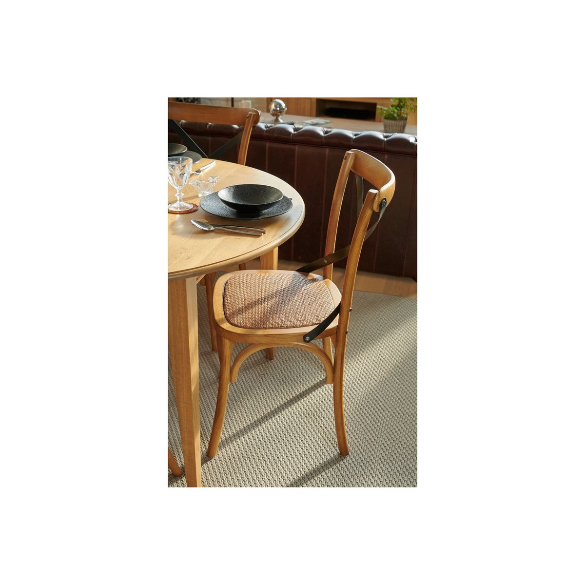 Chaises en bois massif et métal assise rotin (lot de 2) - BISTROT bois clair, HELLIN, DEPUIS 1862