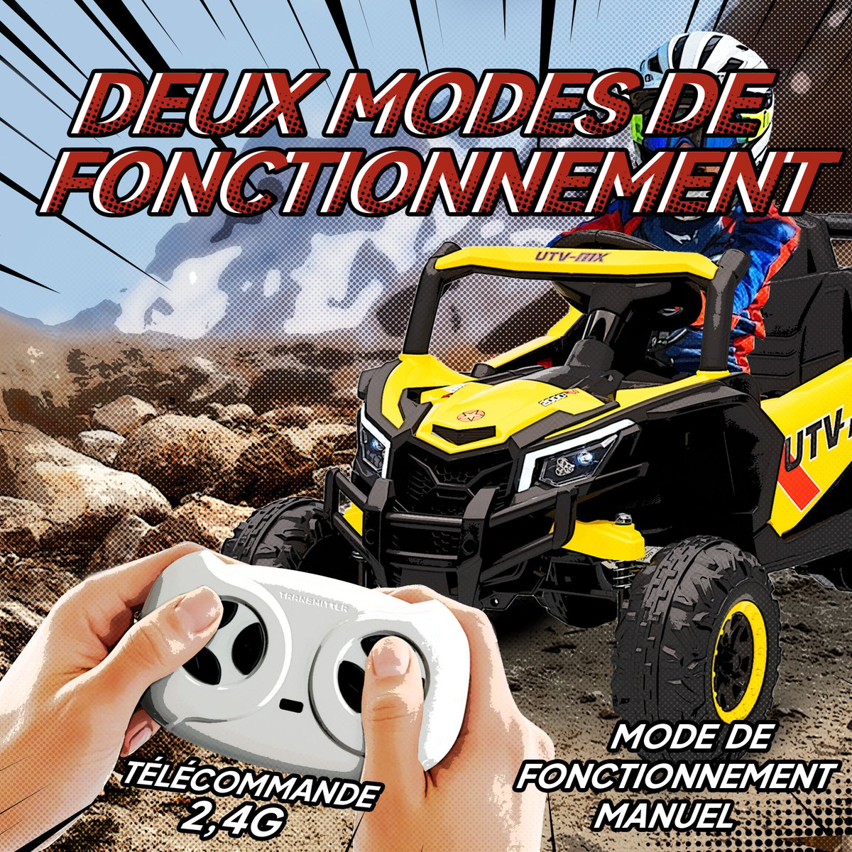 UTV électrique pour enfants PP Jaune jaune, AIYAPLAY