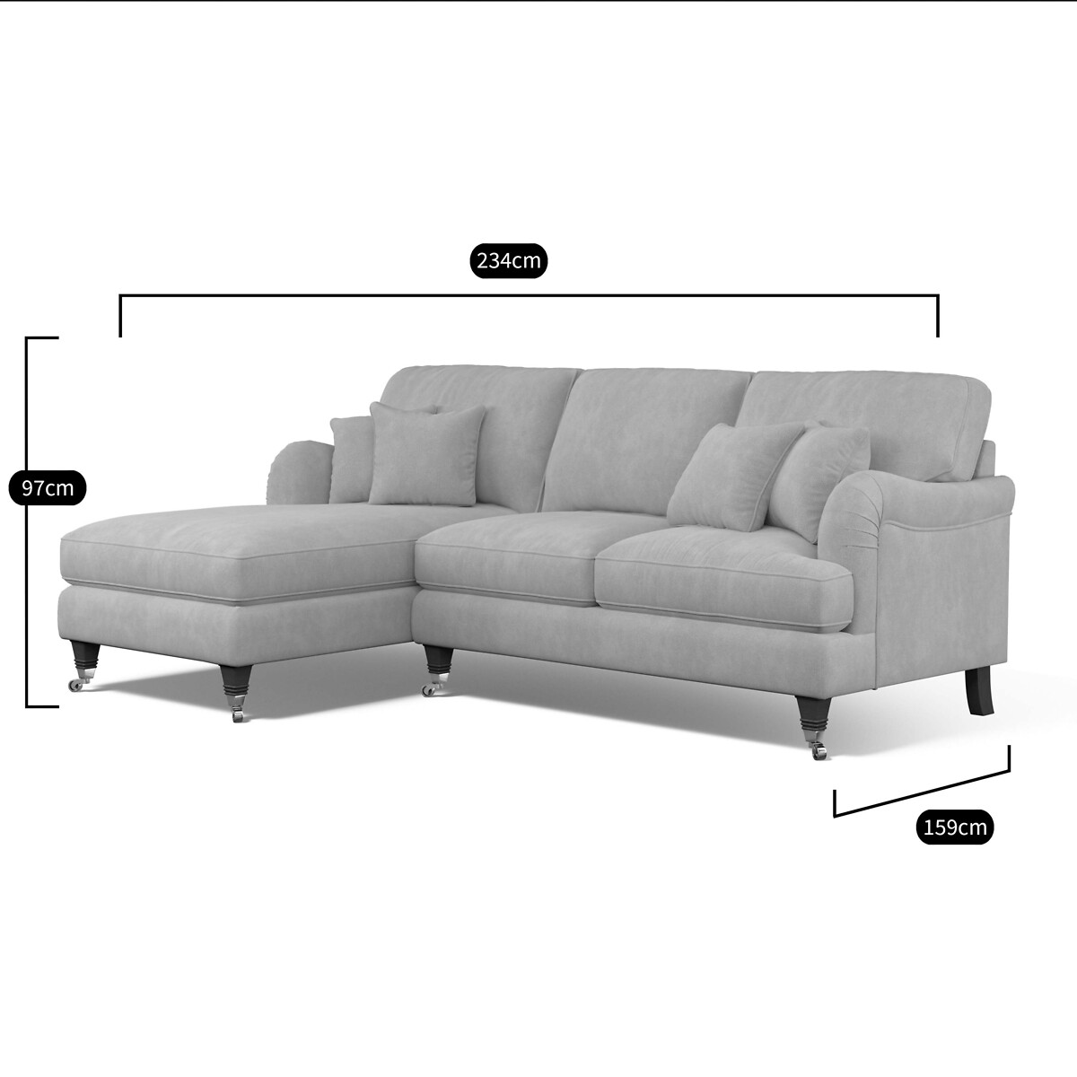 Emeline Tonal Basket Weave Corner Chaise Sofa with Oak Legs (Left Facing) ecru , ÉDITÉ