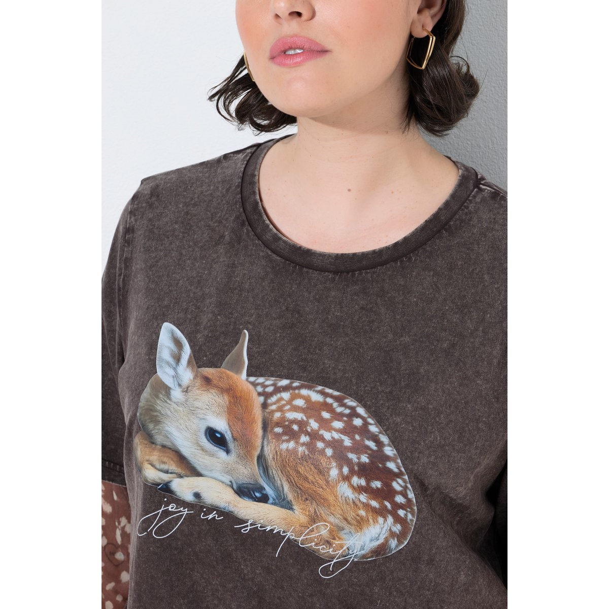 T-shirt motif faon, coupe Boxy Fit acajou, ULLA POPKEN
