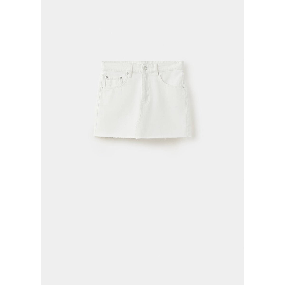 Jupe en jean taille mi-haute blanc, MANGO