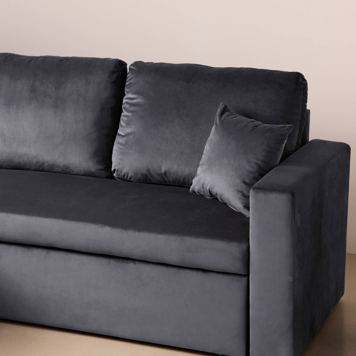 Canapé convertible réversible velours IDA VELOURS gris foncé, SWEEEK