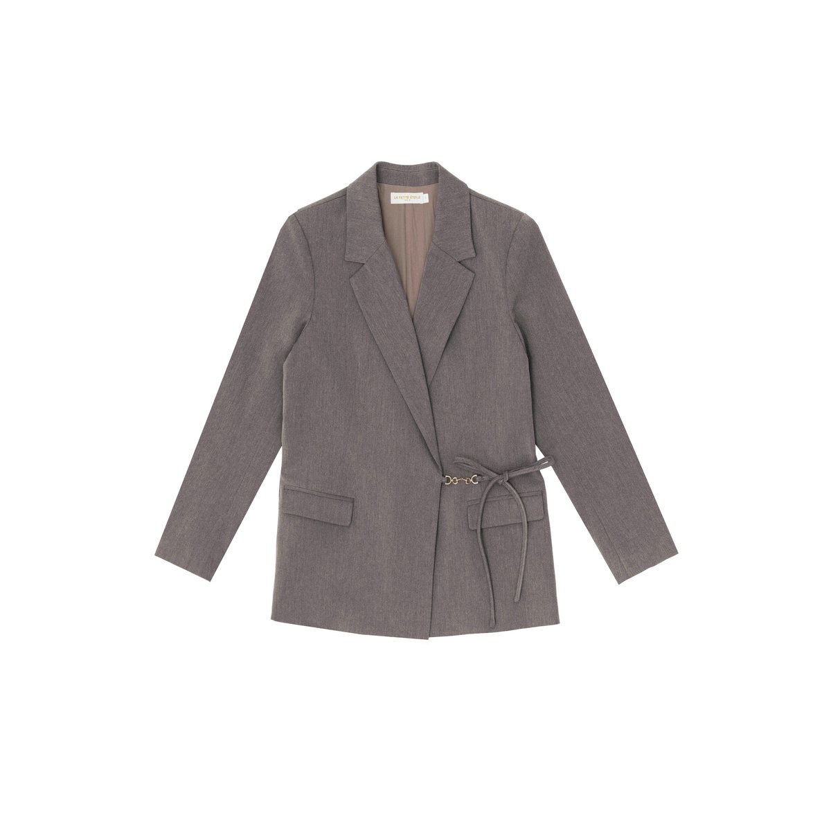 Veste col tailleur uni VIAMAO 14-taupe, LA PETITE ETOILE