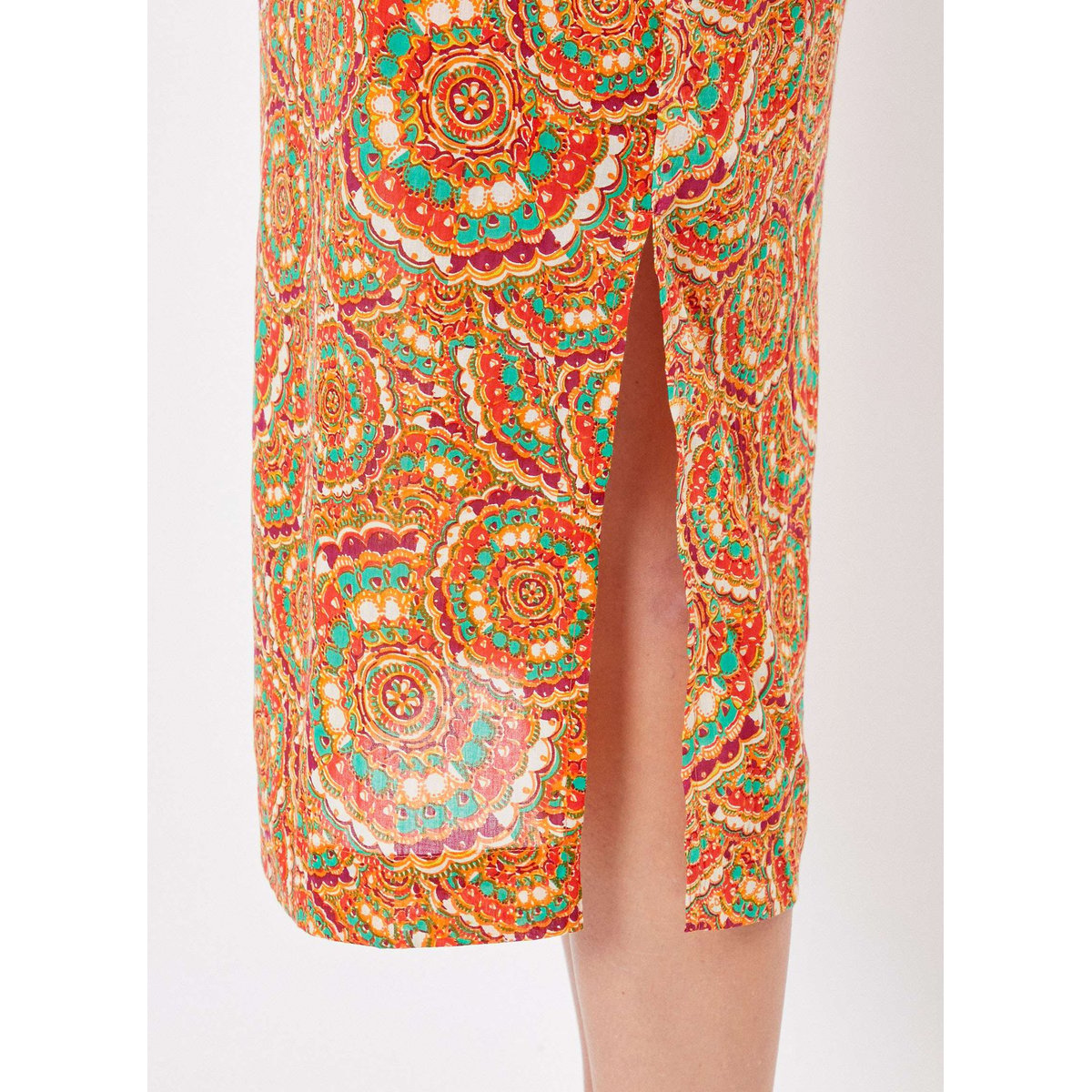 Robe midi imprimée voile de coton bio LALITA orange foncé lalita, LA FIANCÉE
