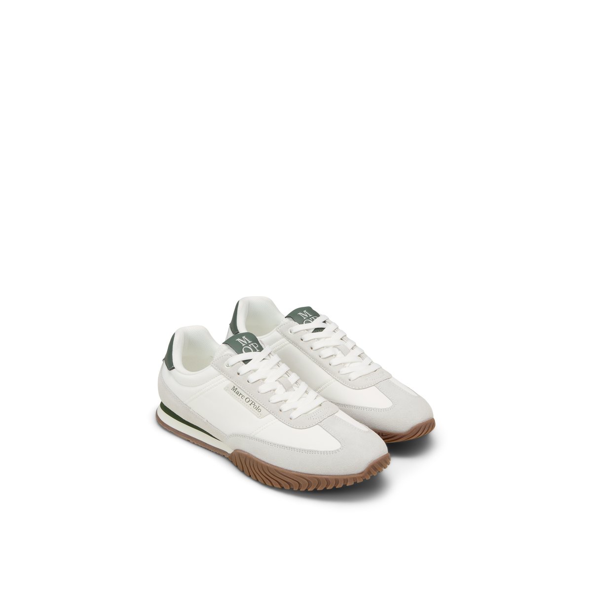 Baskets Modèle Gustaf en cuir et en nylon blanc naturel, MARC O'POLO