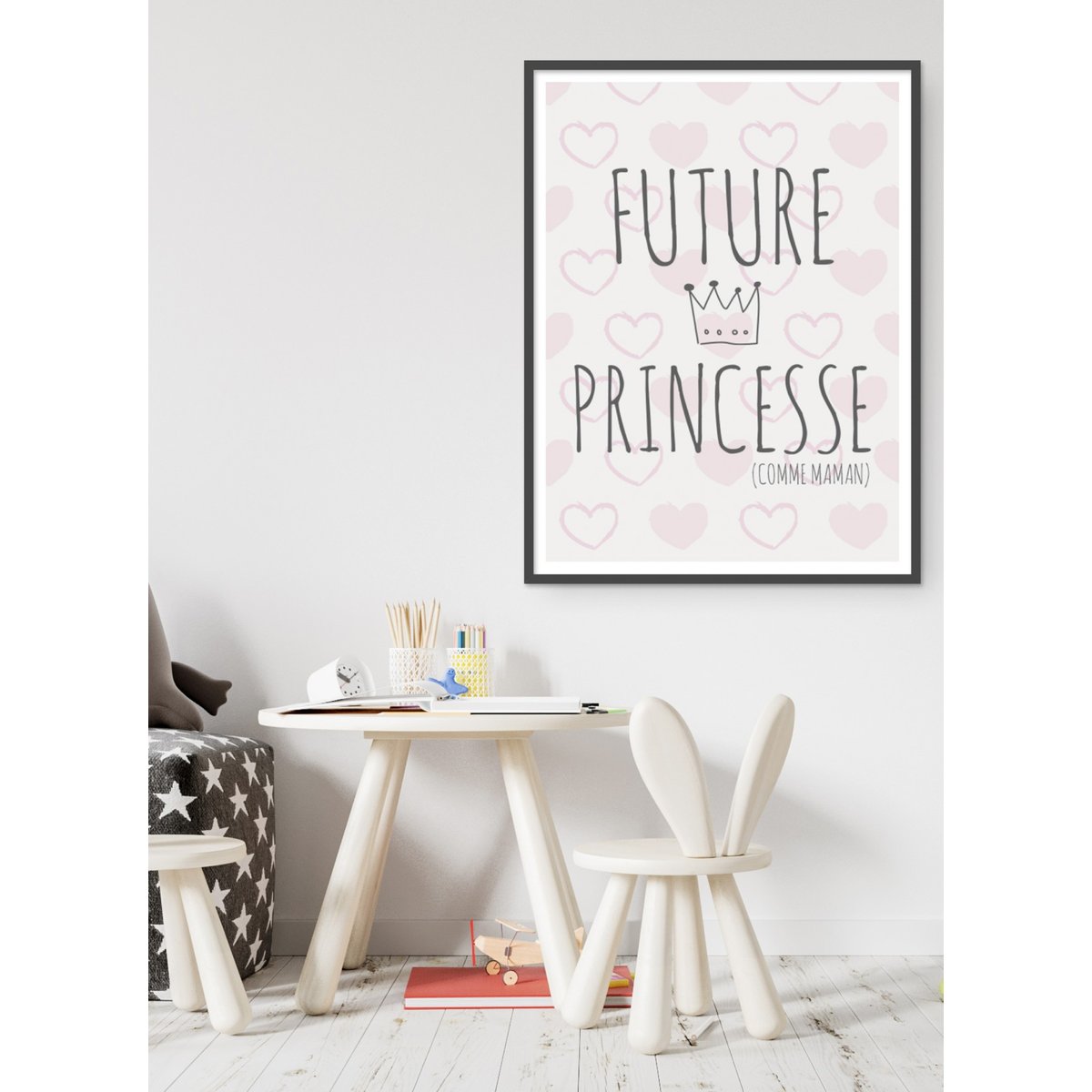 Affiche Future princesse (comme maman) blanc, L'AFFICHERIE