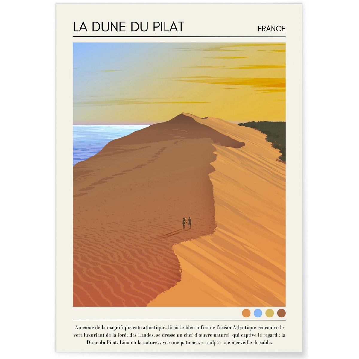 Affiche La Dune du Pilat Vintage blanc, L'AFFICHERIE