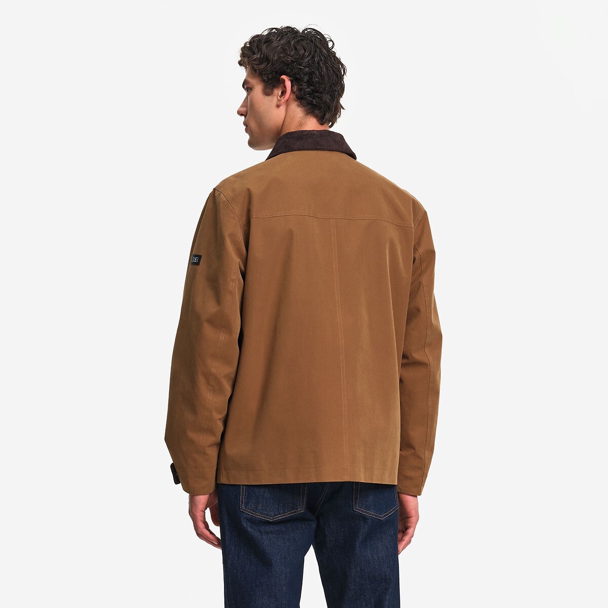 Chaqueta repelente al agua con cuello de pana marrón, AIGLE