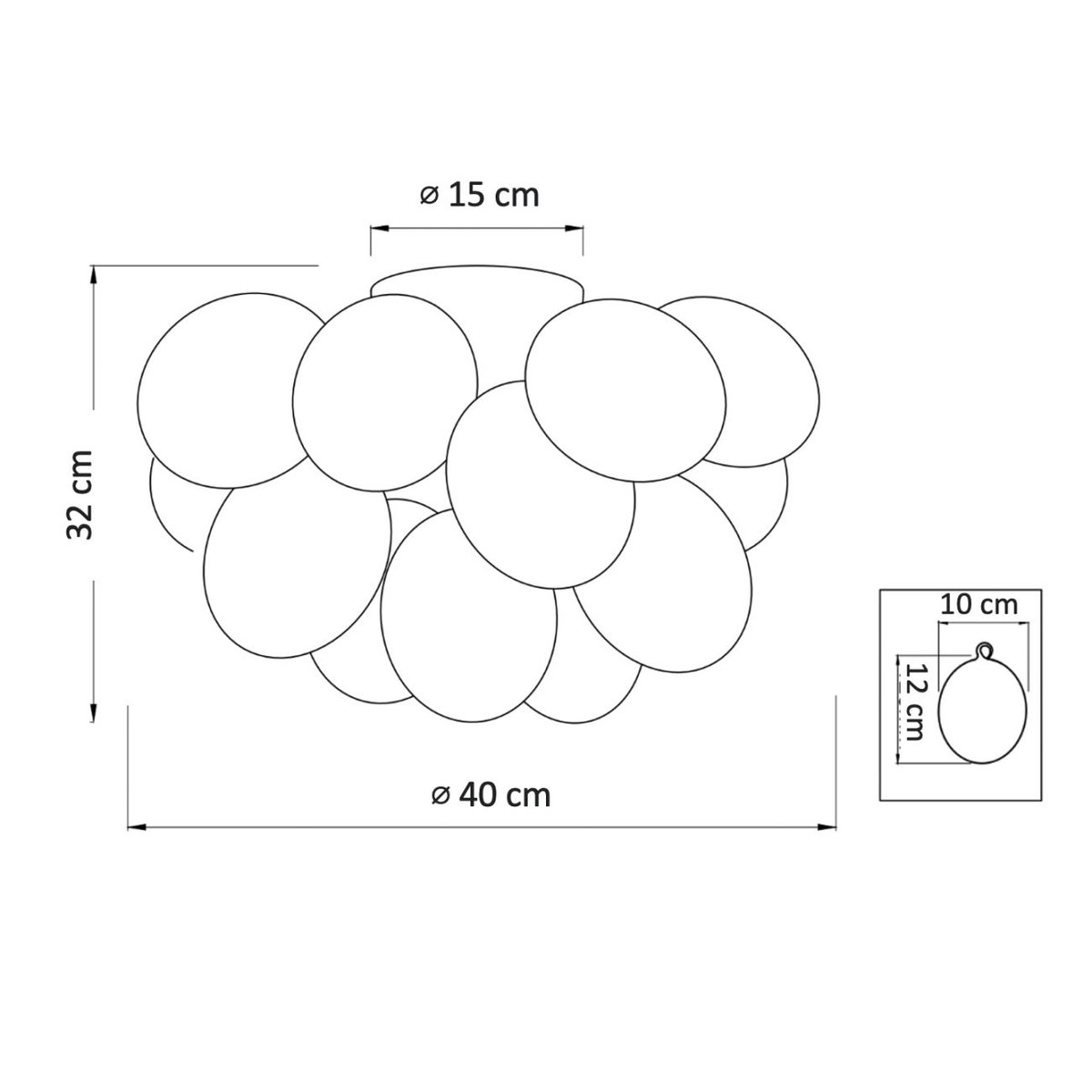 Plafonnier Design Grappe - BARTALI blanc et argenté, KOSILUM