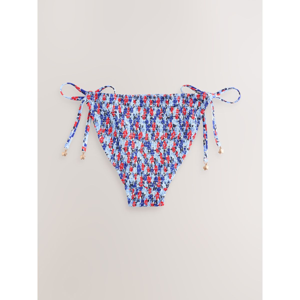 Bas de bikini froncé à nouer sur les côtés bleu/rouge à petites fleurs, NEXT