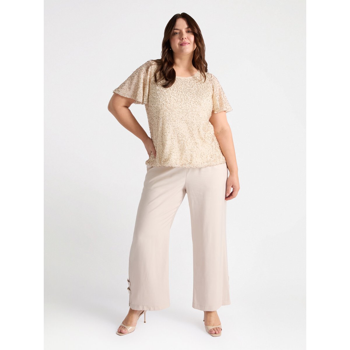 T-shirt en jersey brodé oro, FIORELLA RUBINO